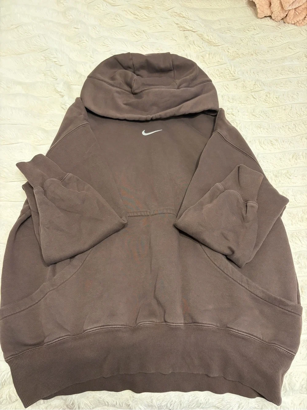 Nike Brown Hooded Sweatshirt with Swoosh Tag